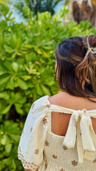 Sia Scallop & Floral Gauze Dress