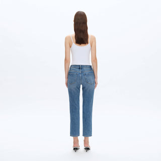 High Rise Cropped Straight Leg Jeans