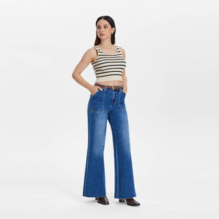 High Rise Utility Wide Leg Jeans