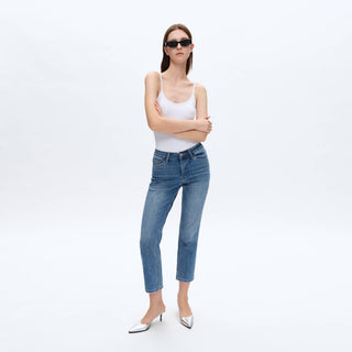 High Rise Cropped Straight Leg Jeans