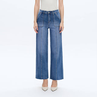 Hailee High Rise Relaxed Straight Jeans with Raw Hem