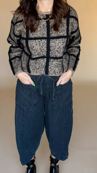 Keep It in Check Cropped Sweater