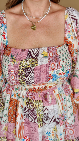 Afterglow Patchwork Midi Dress