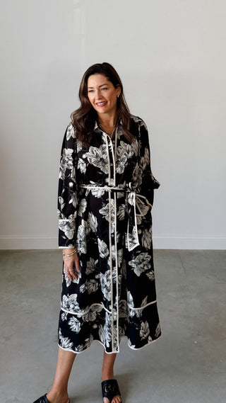 Don't Let Me Down Button Up Collared Midi Dress