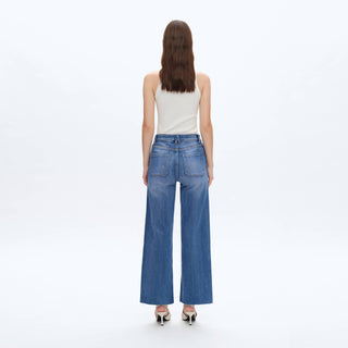 Hailee High Rise Relaxed Straight Jeans with Raw Hem
