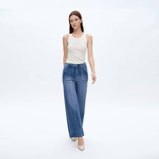 Hailee High Rise Relaxed Straight Jeans with Raw Hem