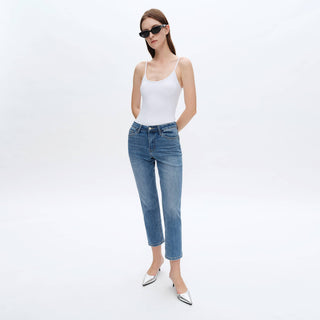 High Rise Cropped Straight Leg Jeans