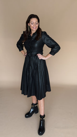 Veronica Vegan Leather Midi Dress