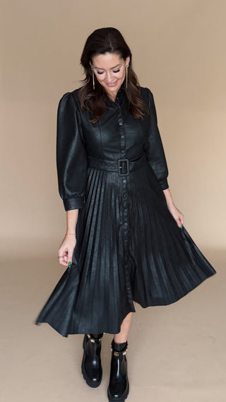 Veronica Vegan Leather Midi Dress