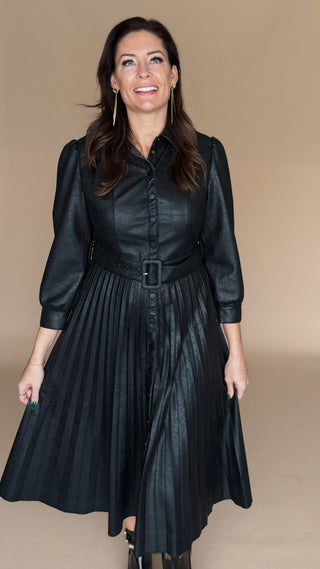 Veronica Vegan Leather Midi Dress