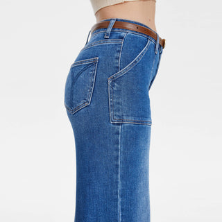 High Rise Utility Wide Leg Jeans