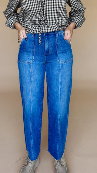 Hailee High Rise Relaxed Straight Jeans with Raw Hem