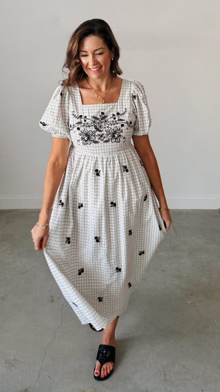 Lovely In Floral Embroidered Midi Dress