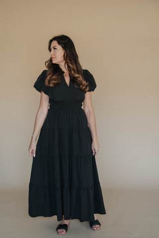 Black Bubble Sleeve Dress