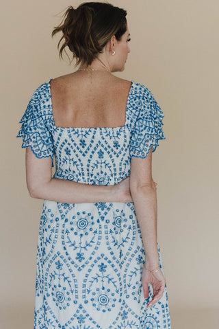 Blue for You Smocked Midi Dress