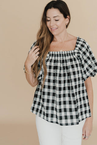 Gemma Gingham Puff Sleeve Top