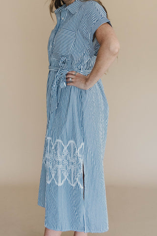 Endless Love Embroidered Stripe Midi Dress