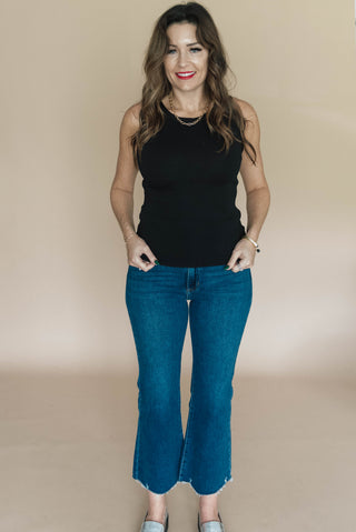 High Rise Crop Flare Jeans