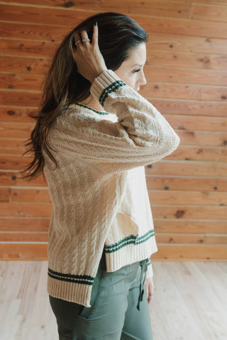 Contrasted Cable Sweater