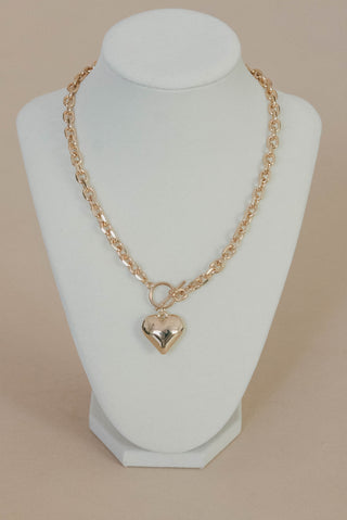 Puff Heart Toggle Necklace