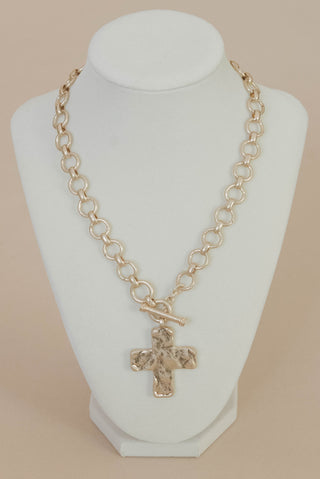 Chunky Cross Toggle Necklace