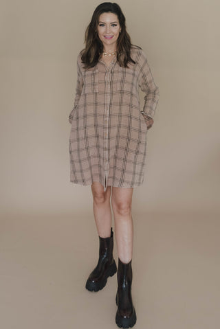 Pretty Please Plaid Shirt Dress