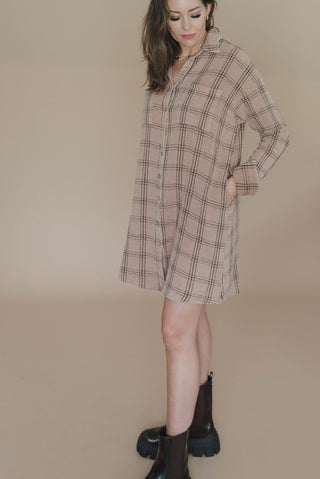 Pretty Please Plaid Shirt Dress