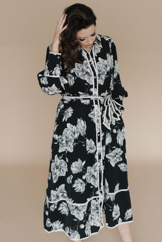 Don't Let Me Down Button Up Collared Midi Dress