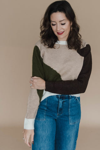 Shades of Green Color Block Sweater