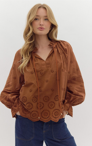 Eyelet and Scallop Trim Top