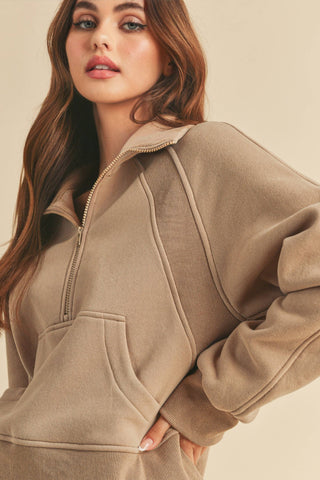 Beyond Basic Funnel Neck Half Zip Pullover