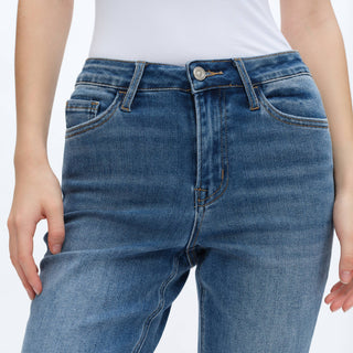 High Rise Cropped Straight Leg Jeans