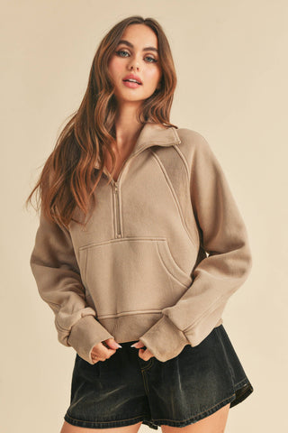 Beyond Basic Funnel Neck Half Zip Pullover