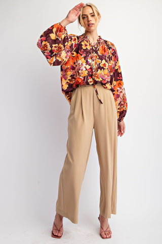 Between You & Me Floral Satin Blouse