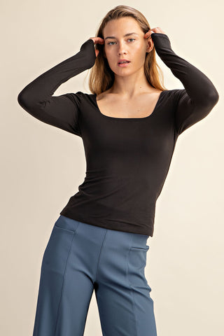 Beyond Basic Butter Square Neck Top