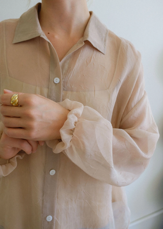 Crinkle Button Down Blouse