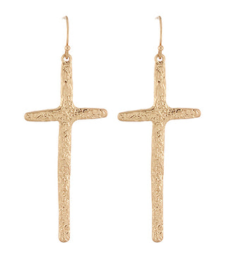 Hammered Cross Earrings