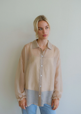 Crinkle Button Down Blouse